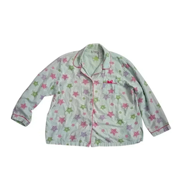 Vintage Christmas Flannel Snowflake Cozy Festive Women's Size XL Pajama Set - Picture 2 of 7